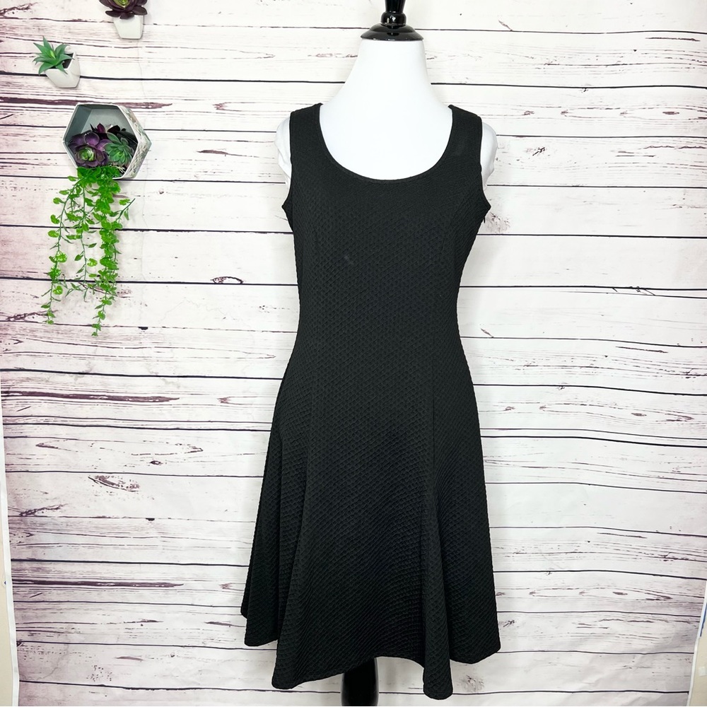 Calvin Klein Black Textured Sleeveless Fit & Flare Dress Size 4 Small